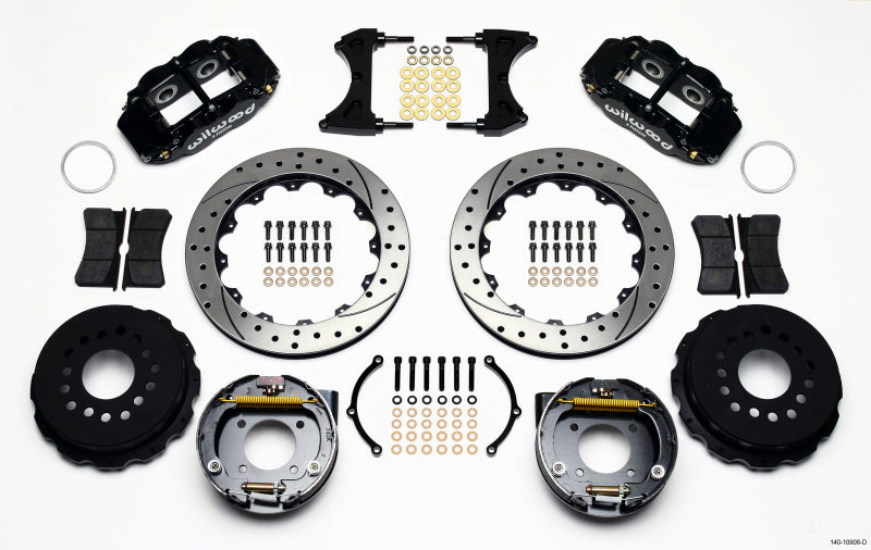 Wilwood Narrow Superlite 4R Rear P-Brk Kit 12.88in Drilled Chevy 12 Bolt w/ C-Clips Stggrd mt - Mammoth Racing -