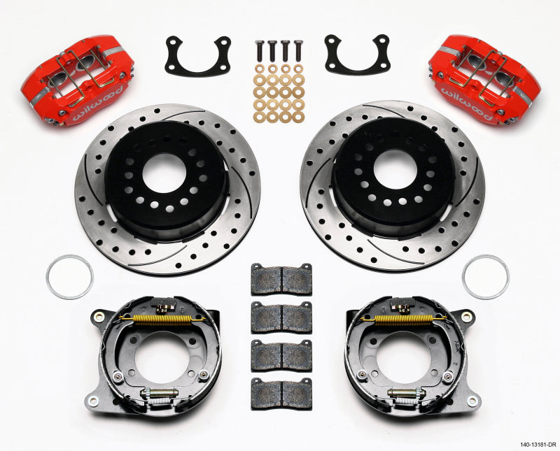 Wilwood Dynapro Lug Mount P/S P-B Kit Drilled-Red New Big Ford 2.50in Offset - Mammoth Racing -