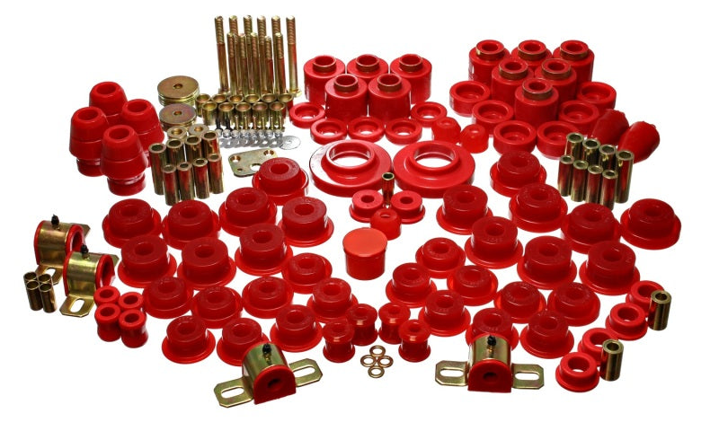 Energy Suspension 97-06 Jeep Wrangler TJ (w/ 1in Body Lift Kit) Red Hyper-Flex Master Bushing Set - Mammoth Racing -