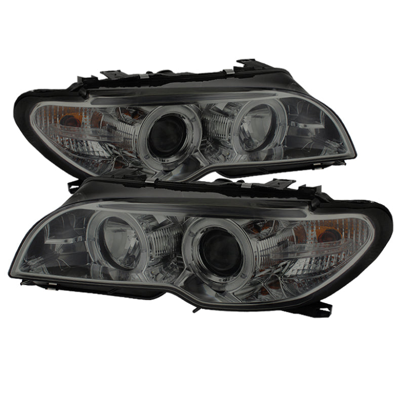 Spyder BMW E46 3-Series 04-06 2 DR Projector Halogen Model- LED Halo Smke PRO-YD-BMWE4604-2DR-HL-SM - Mammoth Racing -