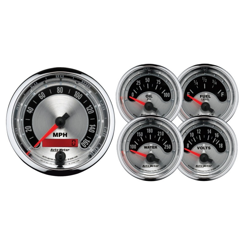 Autometer American Muscle Kit Box - Elec Speedo/Elec Oil Pressure/Water Temp/Volt/Fuel Level - My Store