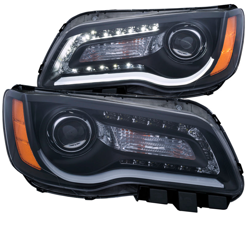 ANZO 2011-2014 Chrysler 300 Projector Headlights w/ Plank Style Design Black - Mammoth Racing -