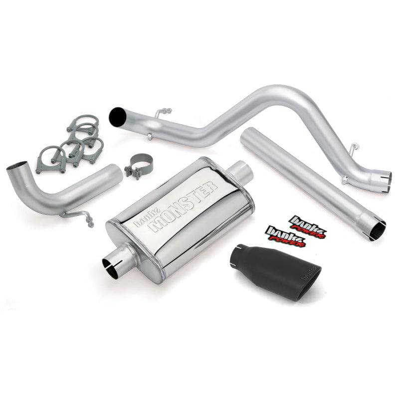 Banks Power 12-15 Jeep 3.6L Wrangler Unlimited - 4dr Monster Exh Sys - SS Single Exh w/ Black Tip - Mammoth Racing -