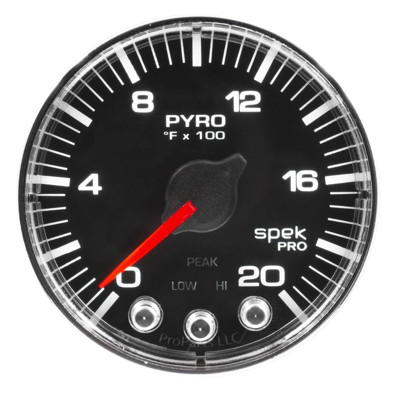 Autometer Spek-Pro Gauge Pyro. (Egt) 2 1/16in 2000f Stepper Motor W/Peak & Warn Blk/Chrm - My Store