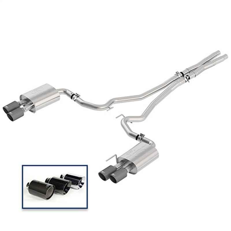 Ford Racing 18+ Mustang GT 5.0L Cat-Back Touring Exhaust System w/Carbon Fiber Tips - Mammoth Racing -