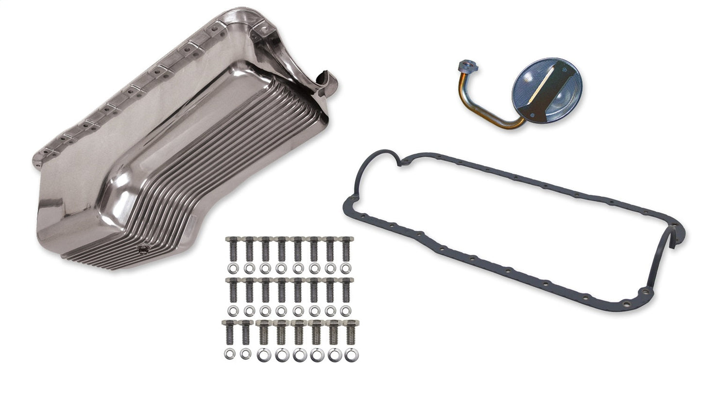 Weiand 6542fwnd Aluminum Oil Pan Kit 4 Quart Finned Aluminum Incl. Oil Pan/Gasket/Pump Pickup/Hardware Polished Finish Aluminum Oil Pan Kit - My Store