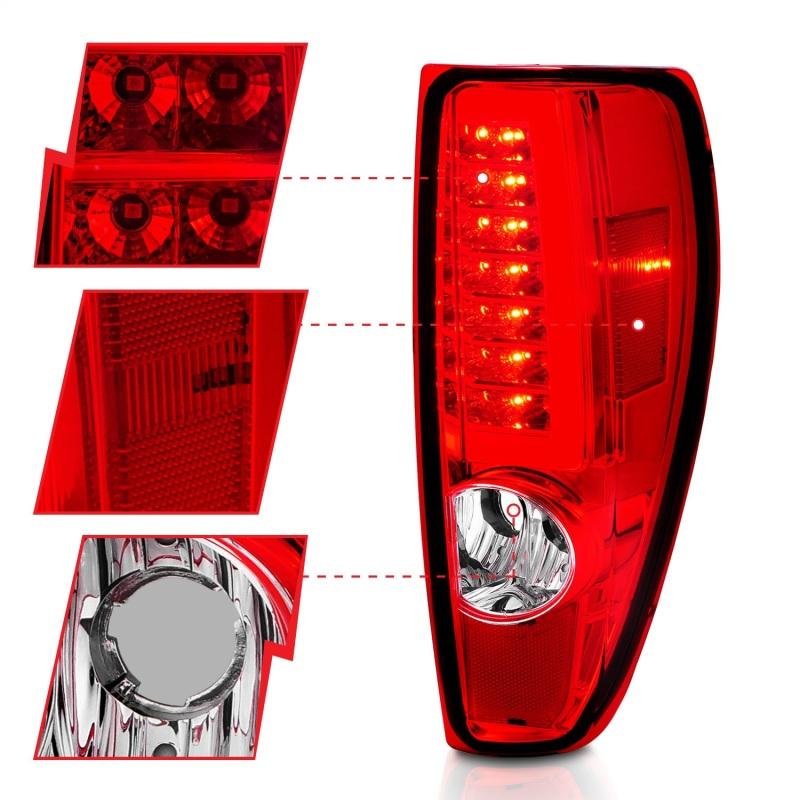 ANZO 2004-2012 Chevrolet Colorado/ GMC Canyon LED Tail Lights w/ Light Bar Chrome Housing Red/Clear - Mammoth Racing -