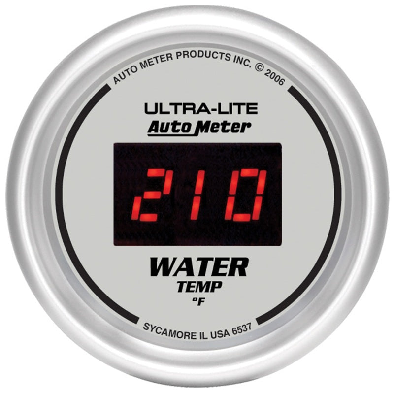 Autometer Ultra-Lite 2-1/16in 340 Deg F Silver Dial Digital w/ Red LED Water Temperature Gauge - My Store
