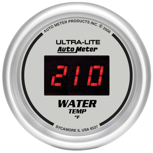 Autometer Ultra-Lite 2-1/16in 340 Deg F Silver Dial Digital w/ Red LED Water Temperature Gauge - My Store