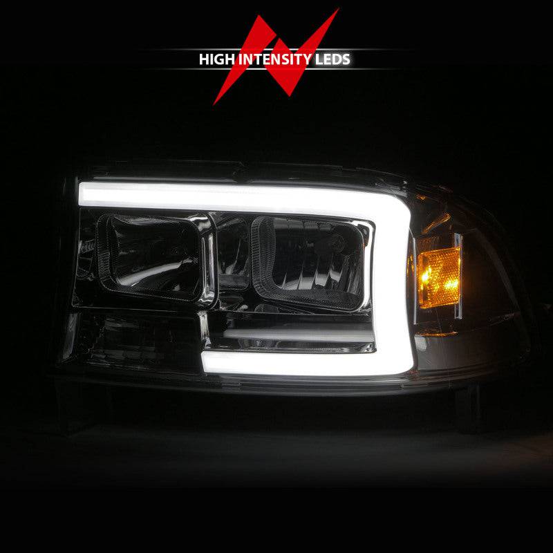 ANZO 97-04 Dodge Dakota/Durango Crystal headlight Set w/ Light Bar Chrome Housing - Mammoth Racing -