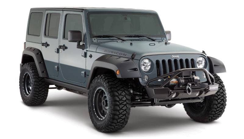 Bushwacker 07-18 Jeep Wrangler Unlimited Pocket Style Flares 2pc 4-Door Sport Utility Only - Black - Mammoth Racing -