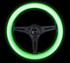 NRG Classic Wood Grain Steering Wheel (350mm) Glow-N-The-Dark Green Grip w/Black 3-Spoke Center - My Store