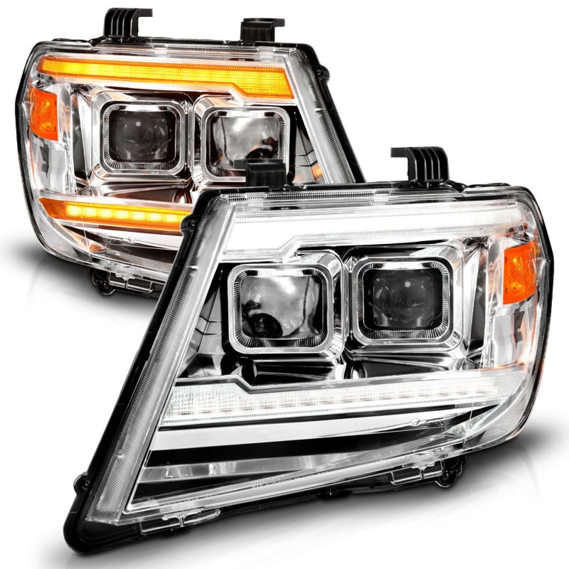 ANZO 09-20 Nissan Frontier Chrome Projector Plank Style DRL w/ Switchback & Sequential LED DRL - Mammoth Racing -
