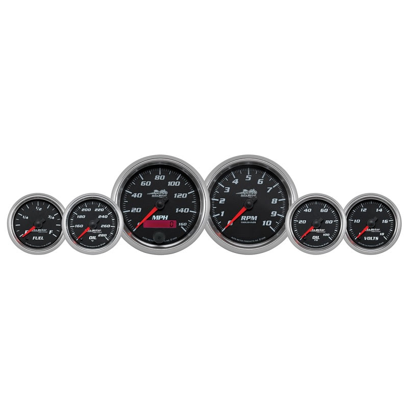 Autometer Pro-Cycle Gauge Kit 6 Pc. Kit 3 3/8in & 2 1/16in Bagger Black - My Store