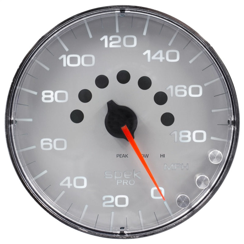 Autometer Spek-Pro Gauge Speedometer 5in 180 Mph Elec. Programmable Silver/Chrome - My Store
