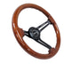 NRG Reinforced Steering Wheel (350mm / 3in. Deep) Brown Wood w/Blk Matte Spoke/Black Center Mark - My Store