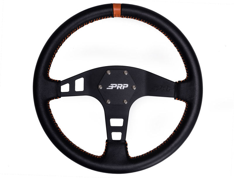 PRP Flat Leather Steering Wheel- Orange - Mammoth Racing -