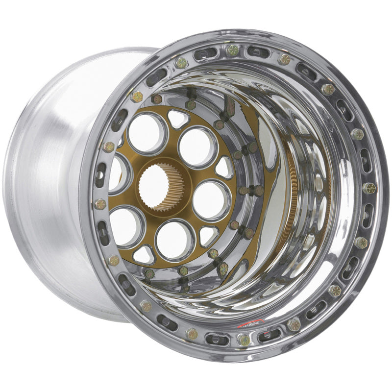 Weld Magnum Sprint 15x15 / 42-Spline / 5in. BS Gold Wheel - Inner Beadlock / No Cover - Mammoth Racing -