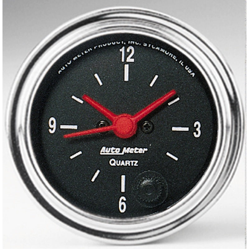 Autometer Traditional Chrome 2-1/16in 12hr Analog Clock Gauge - My Store