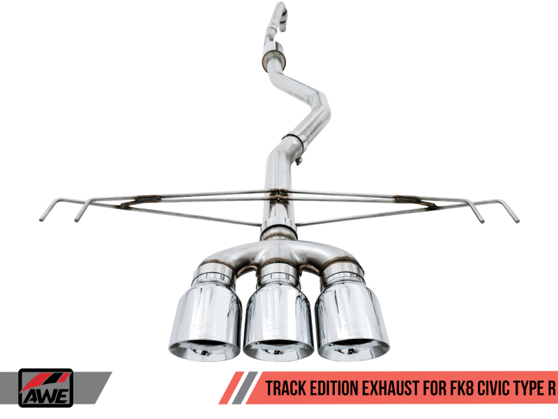 AWE Tuning 2017+ Honda Civic Type R Track Edition Exhaust w/Front Pipe & Triple Chrome Silver Tips - My Store