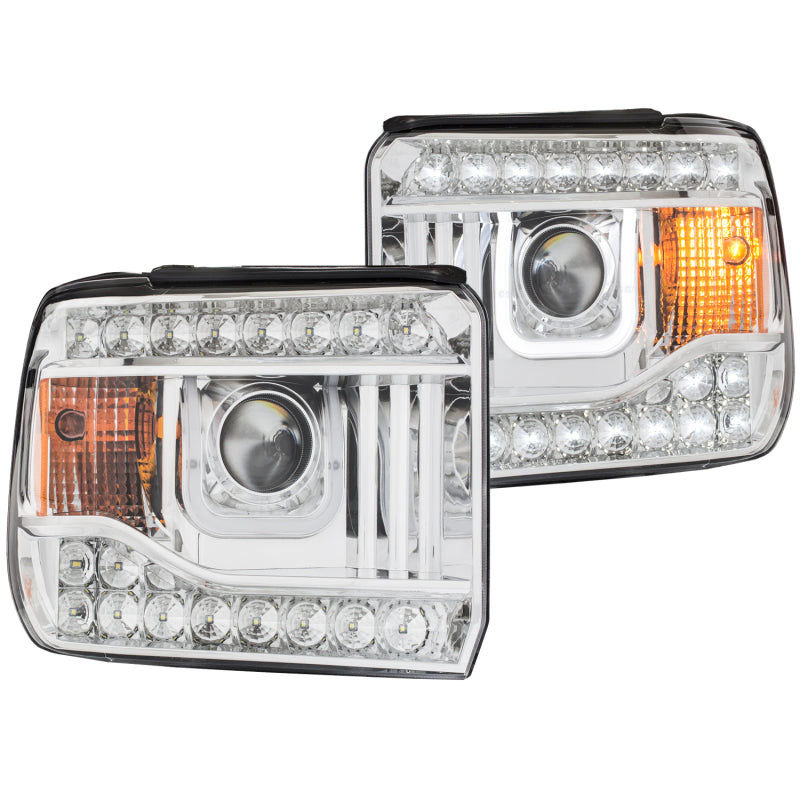 ANZO 2014-2015 Gmc Sierra Projector Headlights w/ U-Bar Chrome - Mammoth Racing -