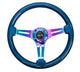 NRG Classic Wood Grain Steering Wheel (350mm) Blue Pearl/Flake Paint w/Neochrome 3-Spoke Center - My Store