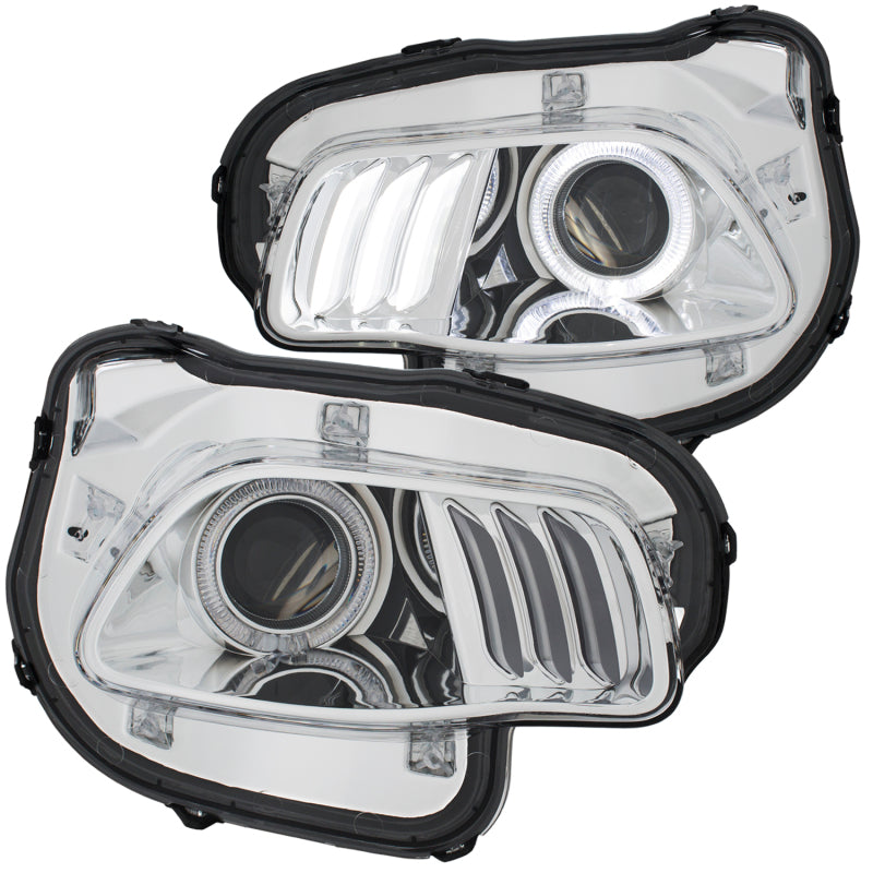ANZO 2014-2016 Jeep Cherokee Projector Headlights Chrome clear w/ white and Red - Mammoth Racing -