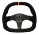 NRG Carbon Fiber Steering Wheel (320mm) Flat Btm. Blk Suede/Red Stitch w/CF Spokes & Red Center Mark - My Store