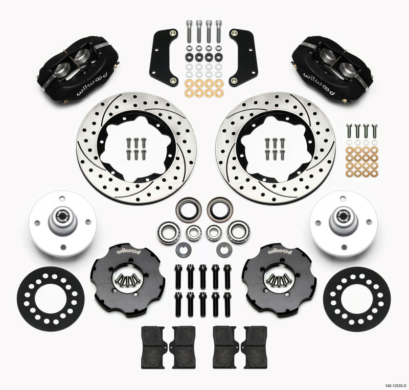 Wilwood Forged Dynalite Front Kit 10.75in Drilled Red 64-65 Mustang 6 Cylinder 4-lug - Mammoth Racing -