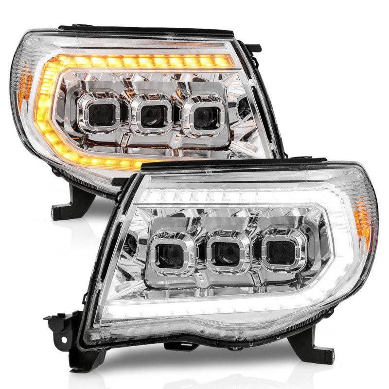 ANZO 05-11 Toyota Tacoma LED Projector Headlights w/Light Bar Swtchbk Seq. Chrome w/Initiation Light - Mammoth Racing -