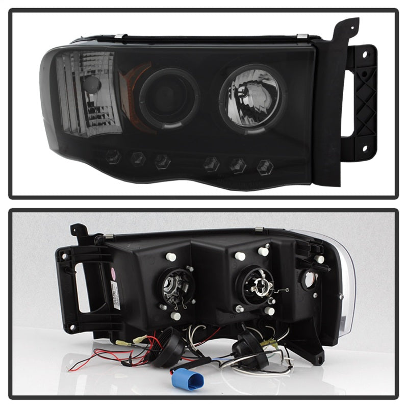 Spyder Dodge Ram 1500 02-05 03-05 Projector Headlights LED Halo LED Blk Smke PRO-YD-DR02-HL-BSM - Mammoth Racing -