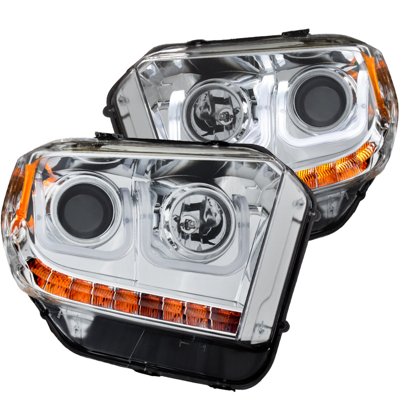 ANZO 2014-2015 Toyota Tundra Projector Headlights w/ U-Bar Chrome w/ DRL - Mammoth Racing -