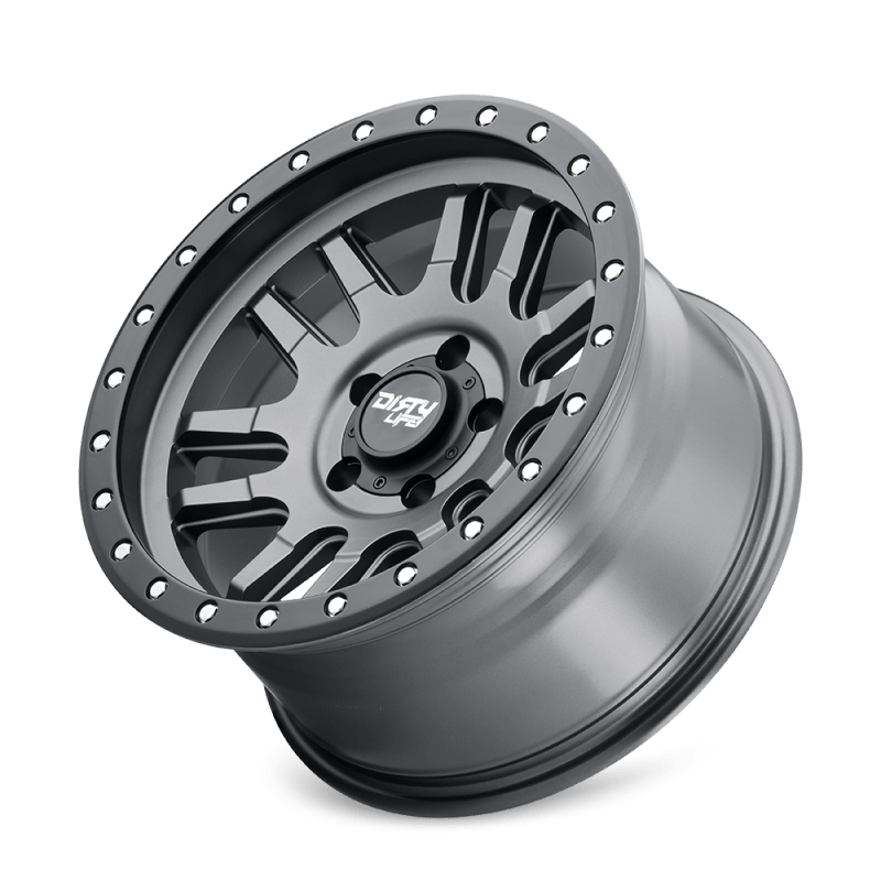 Dirty Life 9309 Canyon Pro 17x9/5x127 BP/-12mm Offset/71.5mm Hub Satin Graphite Wheel - Beadlock - Mammoth Racing -
