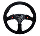 NRG Reinforced Steering Wheel (350mm/ 2.5in. Deep) Sport Suede Racing/ 4mm Matte Black Spoke - My Store