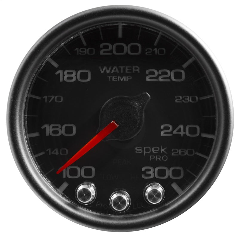 Autometer Spek-Pro Gauge Water Temp 2 1/16in 300f Stepper Motor W/Peak & Warn Blk/Blk - My Store