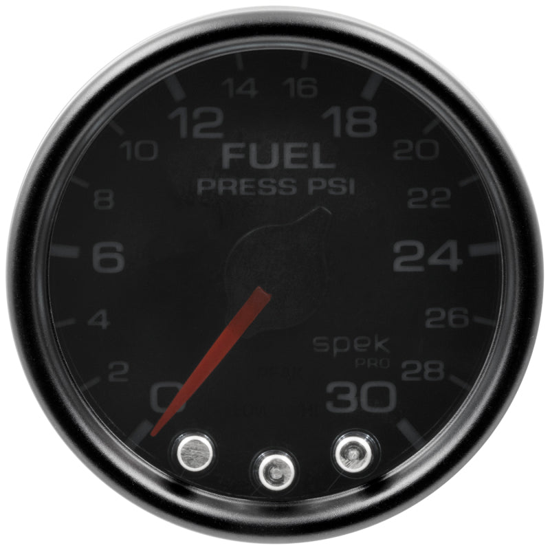 Autometer Spek-Pro Gauge Fuel Press 2 1/16in 30psi Stepper Motor W/Peak & Warn Blk/Smoke/Blk - My Store