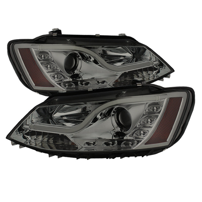 Spyder Volkswagen Jetta 11-14 Projector Headlights Halogen Light Tube DRL Smke PRO-YD-VJ11-LTDRL-SM - Mammoth Racing -