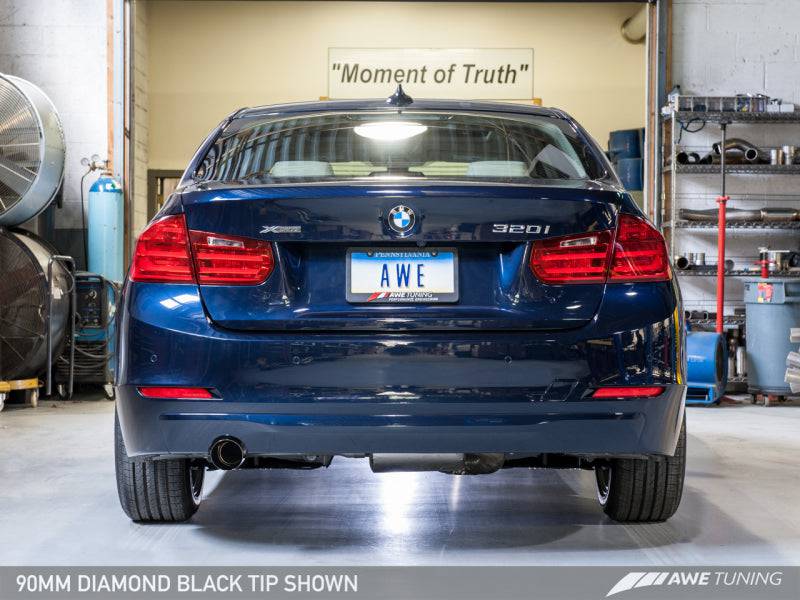 AWE Tuning BMW F30 320i Touring Exhaust w/Performance Mid Pipe - Diamond Black Tip (90mm) - My Store