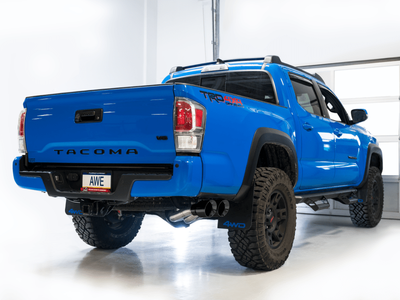 AWE 16-22 Toyota Tacoma 0FG Catback Exhaust w/ BashGuard - Dual Diamond Black Tips - My Store