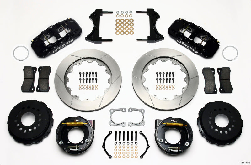 Wilwood Aero4 Rear P-Brake Kit 14.00in Chevy 12 Bolt-Spec 3.15in Brng - Mammoth Racing -