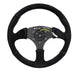 NRG Reinforced Steering Wheel (350mm / 2.5in. Deep) Blk Suede Comfort Grip w/5mm Matte Blk Spokes - My Store