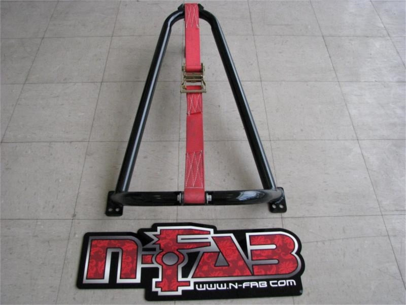 N-Fab Bed Mounted Tire Carrier Universal - Gloss Black - Black Strap - Mammoth Racing -