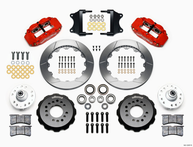 Wilwood Narrow Superlite 6R Front Hub Kit 12.88in Red Heidts Tri -5 2 inch Drop Spindle - Mammoth Racing -
