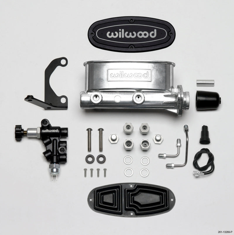 Wilwood HV Tandem M/C Kit w L/H Bracket & Prop Valve - 1in Bore Ball Burnished - My Store