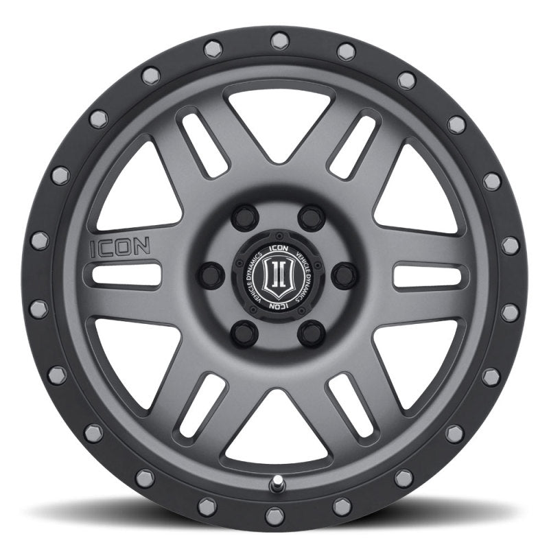 Icon Six Speed 17x8.5 6x5.5 25mm Offset 5.75in BS 108.1mm Bore Titanium Wheel - Mammoth Racing -