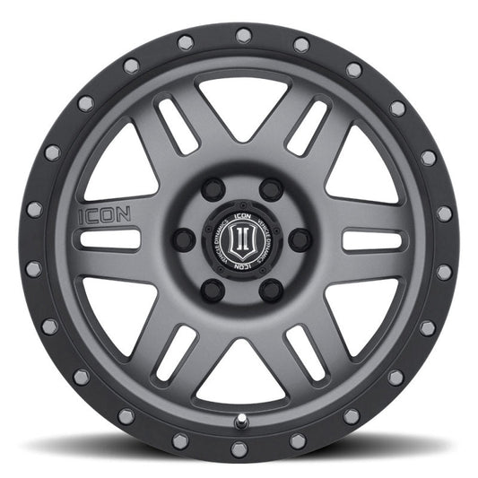 Icon Six Speed 17x8.5 6x5.5 25mm Offset 5.75in BS 108.1mm Bore Titanium Wheel