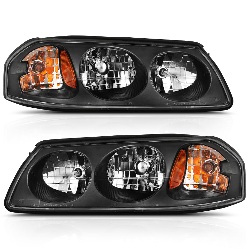 ANZO 2000-2005 Chevy Impala Crystal Headlight Black Amber - Mammoth Racing -