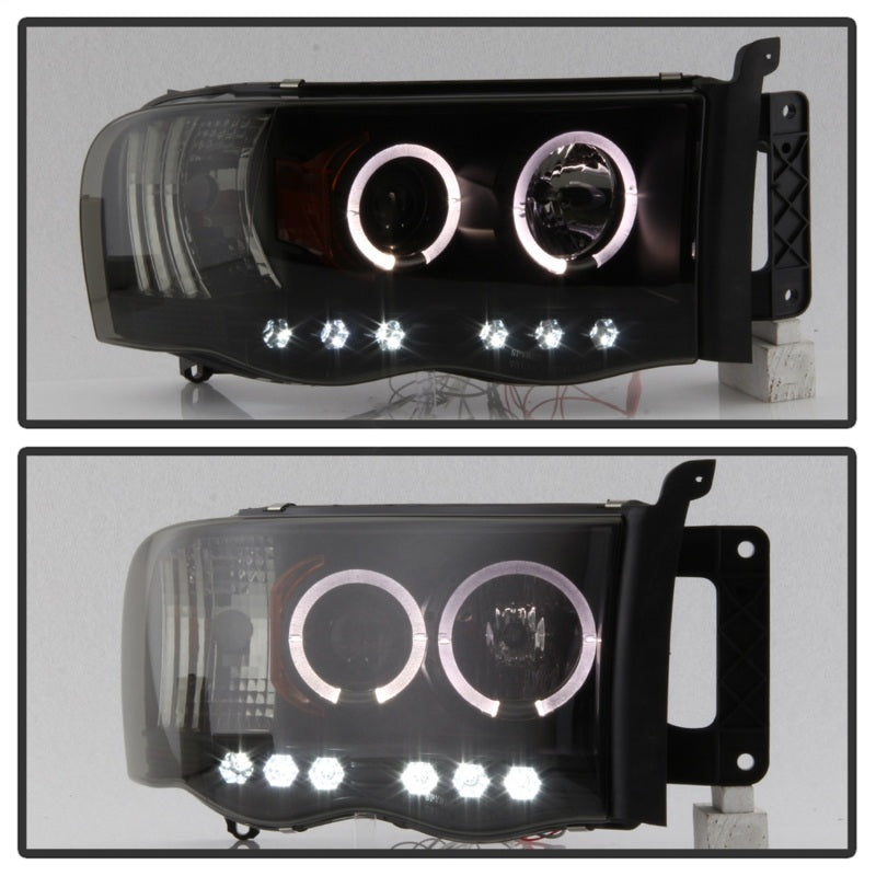 Spyder Dodge Ram 1500 02-05 03-05 Projector Headlights LED Halo LED Blk Smke PRO-YD-DR02-HL-BSM - Mammoth Racing -
