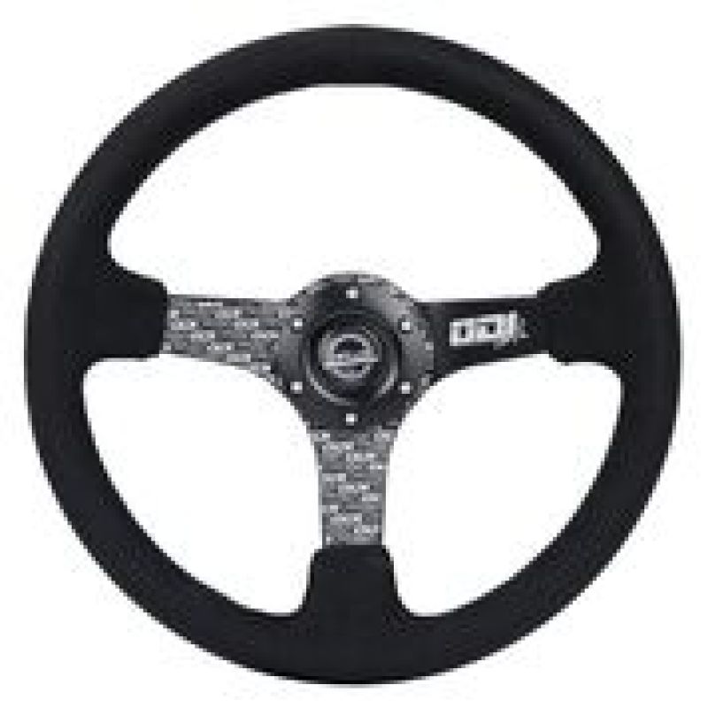 NRG Reinforced Steering Wheel (350mm / 3in. Deep) Odi Bakchis Signature Solid Spokes Alcantara - My Store