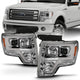 ANZO 2009-2014 Ford F-150 Projector Headlight Plank Style Chrome Amber - Mammoth Racing -